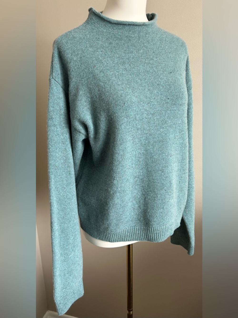 Bianco & Blu Cashmere Blend Rollneck in Heathered Jade